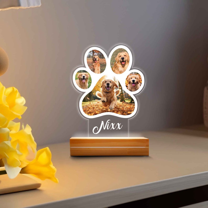 Targa commemorativa per animali domestici con luce notturna personalizzata, cornice commemorativa per animali domestici, regalo per la perdita di cani e gatti