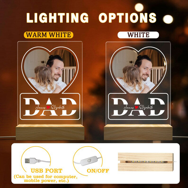 La migliore luce notturna per foto di papà Regali per la festa del papà Regalo personalizzato per papà 
