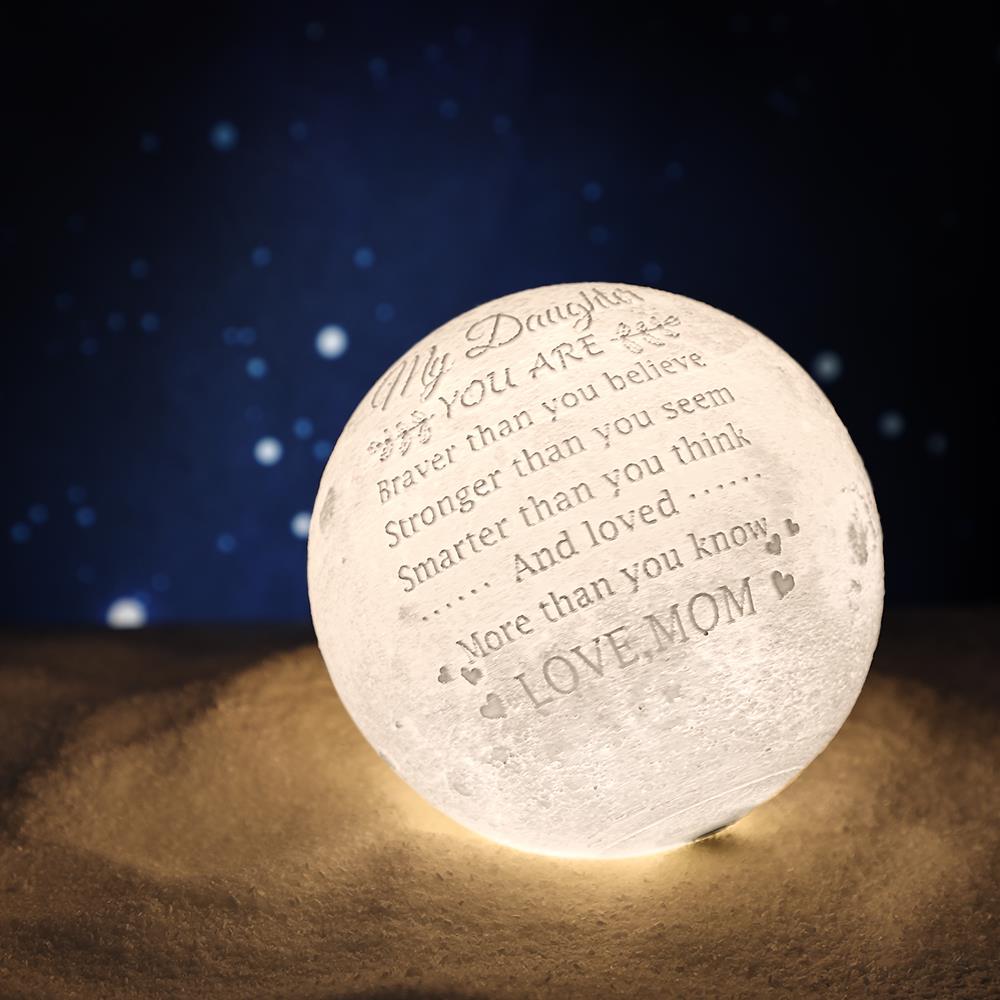 Custom 3D Printing Moon Lamp with Photo of Father and Daughter Gift for Dad