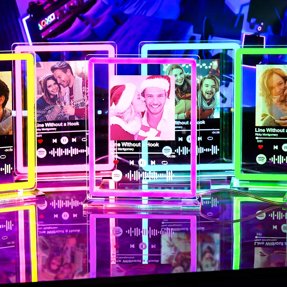 Lampada per insegne al neon con codice scansionabile per musica notturna Spotify con foto personalizzata per coppie