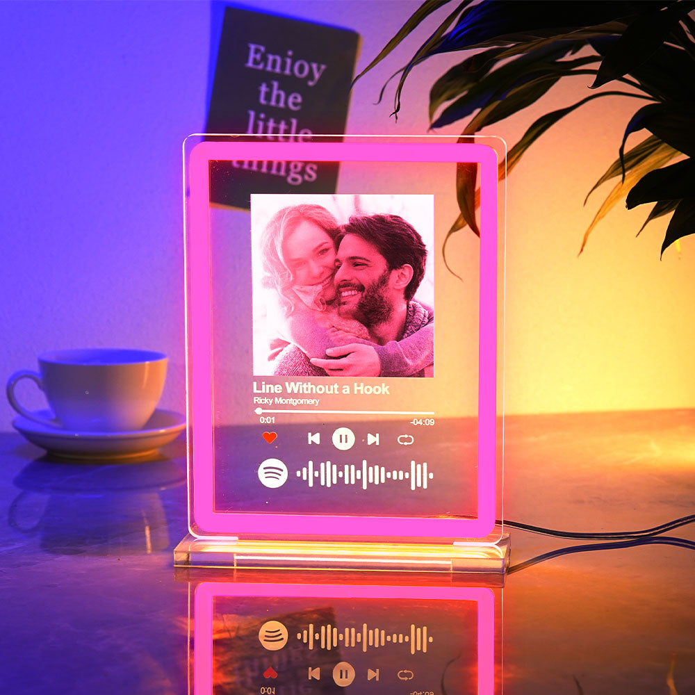 Lampada per insegne al neon con codice scansionabile per musica notturna Spotify con foto personalizzata per coppie
