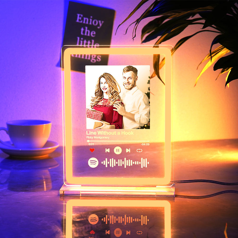 Personalized Photo Spotify Music Night Light Scannable Code Neon Sign Lamp For Couples