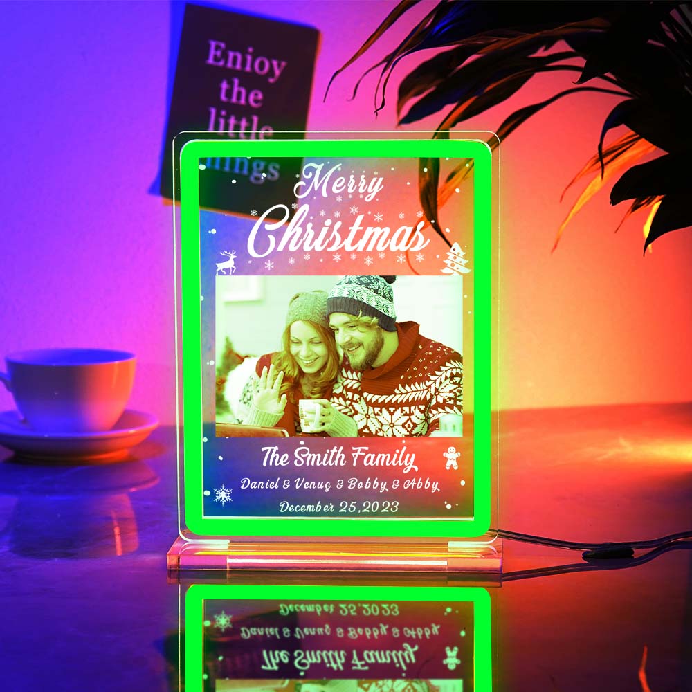 Personalized Photo Night Light With Neon Sign Custom Text Plaque Lamp Christmas Gifts