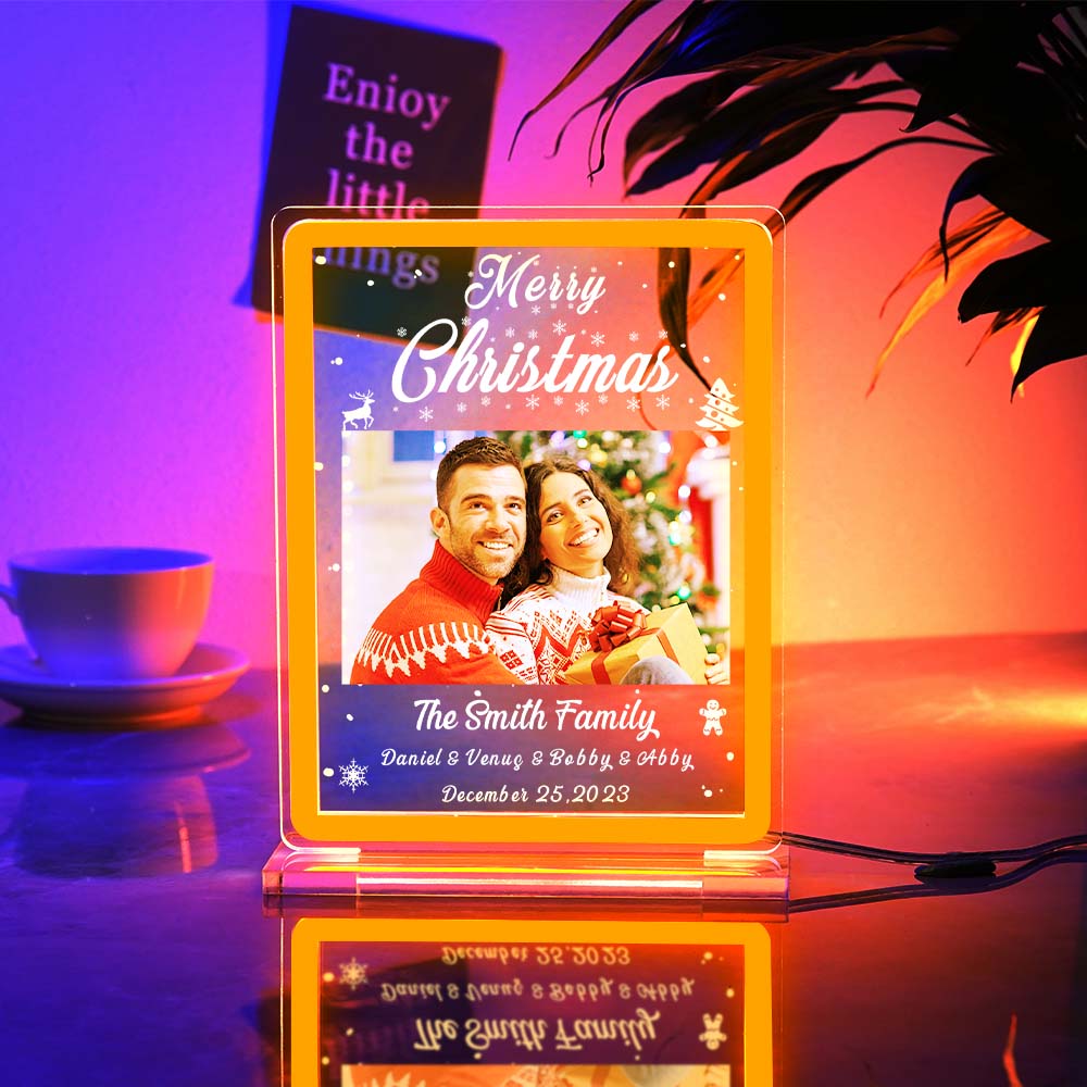 Personalized Photo Night Light With Neon Sign Custom Text Plaque Lamp Christmas Gifts