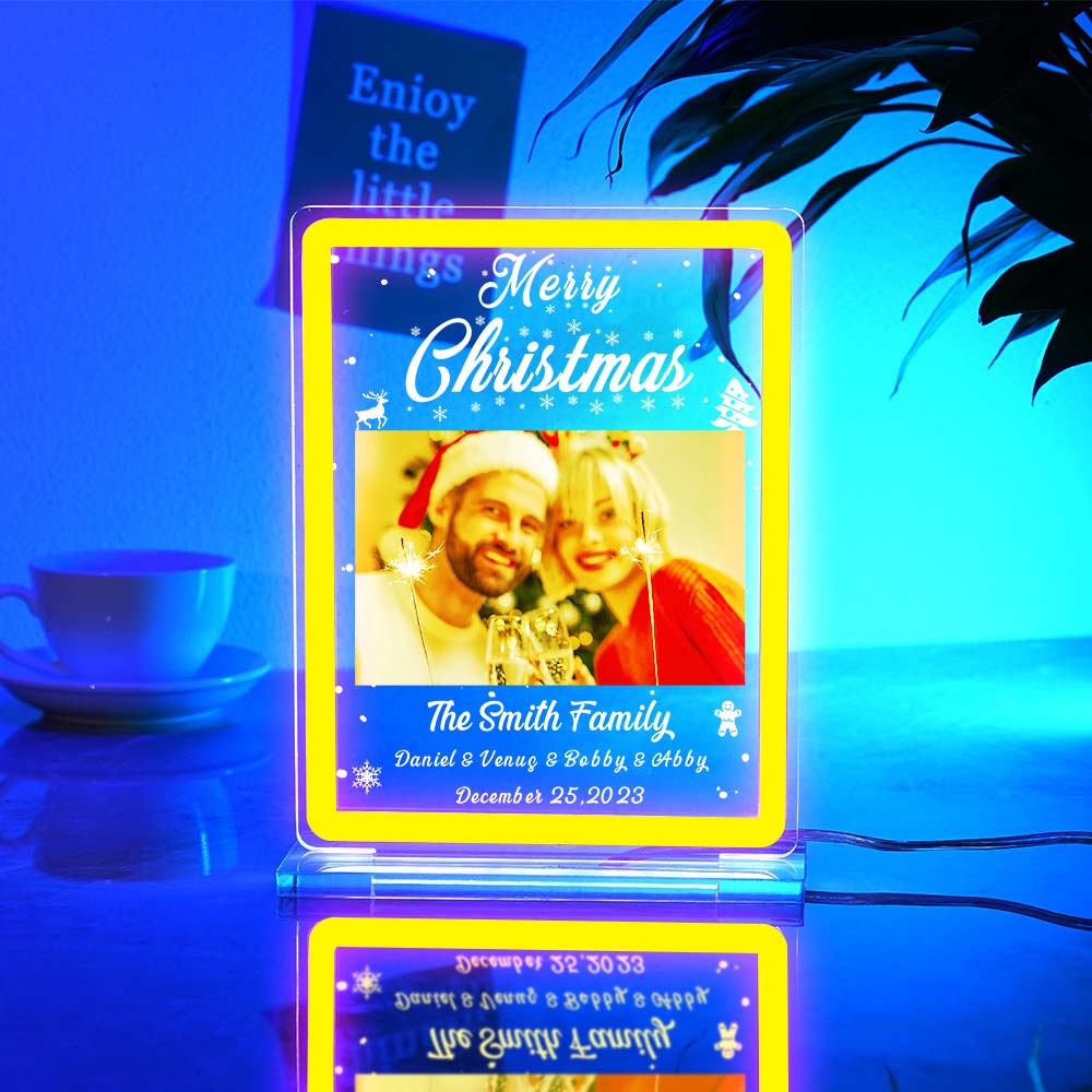 Personalized Photo Night Light With Neon Sign Custom Text Plaque Lamp Christmas Gifts