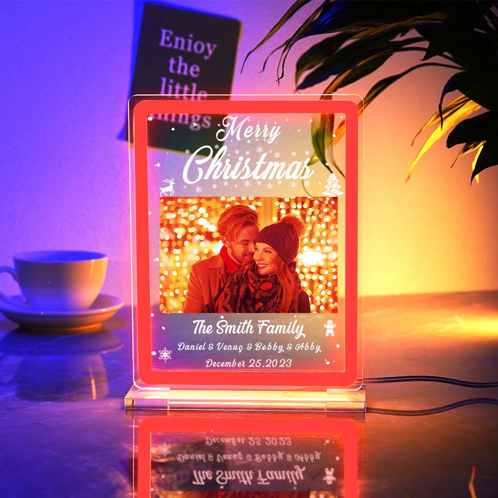 Personalized Photo Night Light With Neon Sign Custom Text Plaque Lamp Christmas Gifts