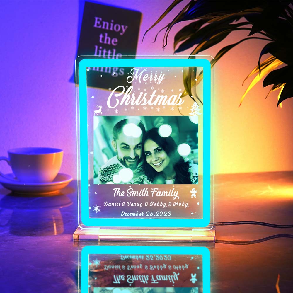 Personalized Photo Night Light With Neon Sign Custom Text Plaque Lamp Christmas Gifts