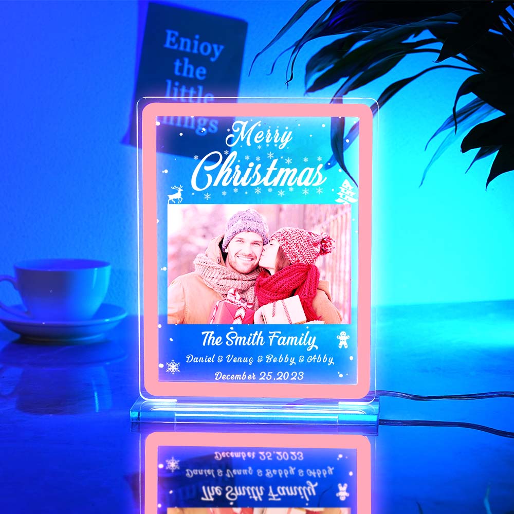 Personalized Photo Night Light With Neon Sign Custom Text Plaque Lamp Christmas Gifts