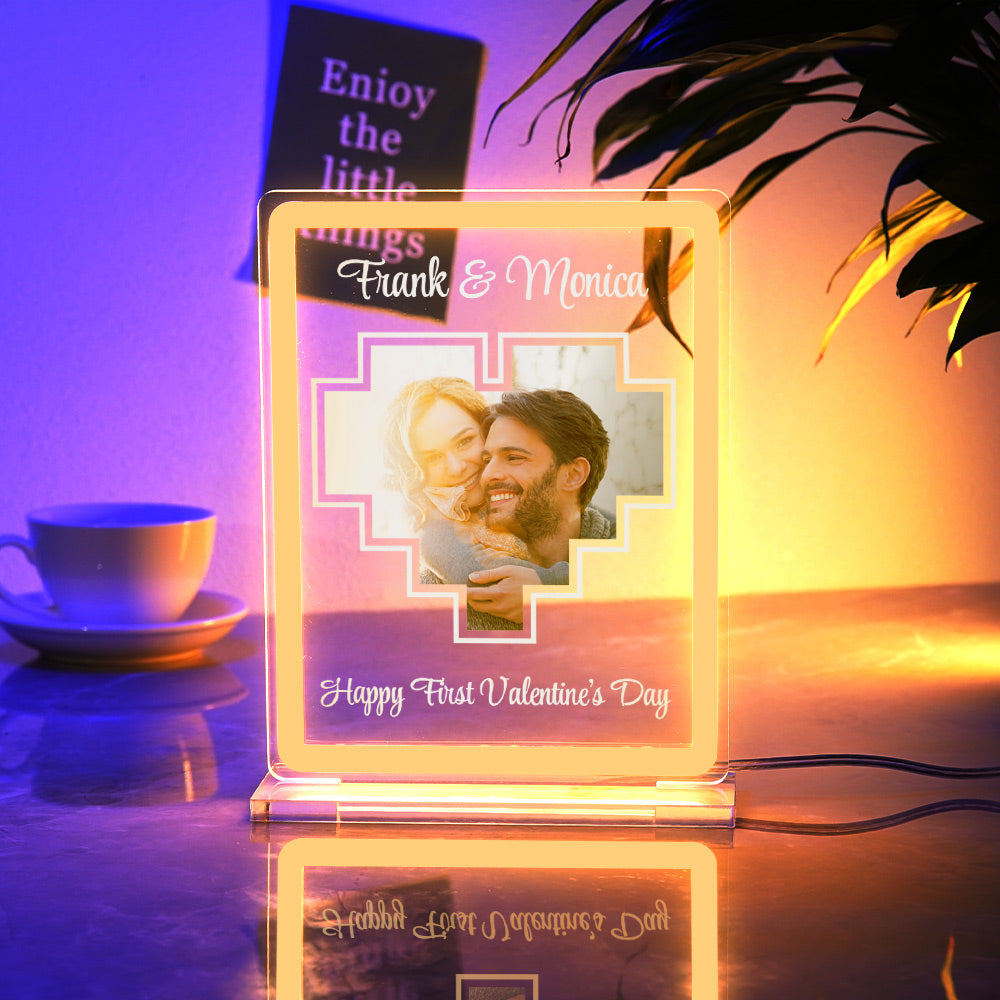 Personalized Acrylic Plaque Neon Night Light Dreamy Atmosphere With Your Photo and Name Gift For Girlfriend