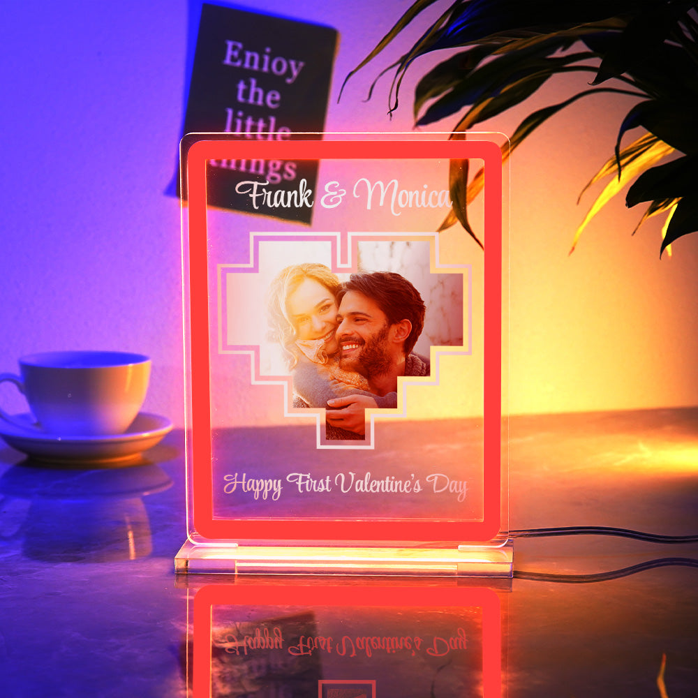 Personalized Acrylic Plaque Neon Night Light Dreamy Atmosphere With Your Photo and Name Gift For Girlfriend