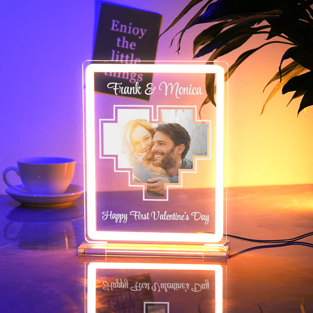 Personalized Acrylic Plaque Neon Night Light Dreamy Atmosphere With Your Photo and Name Gift For Girlfriend