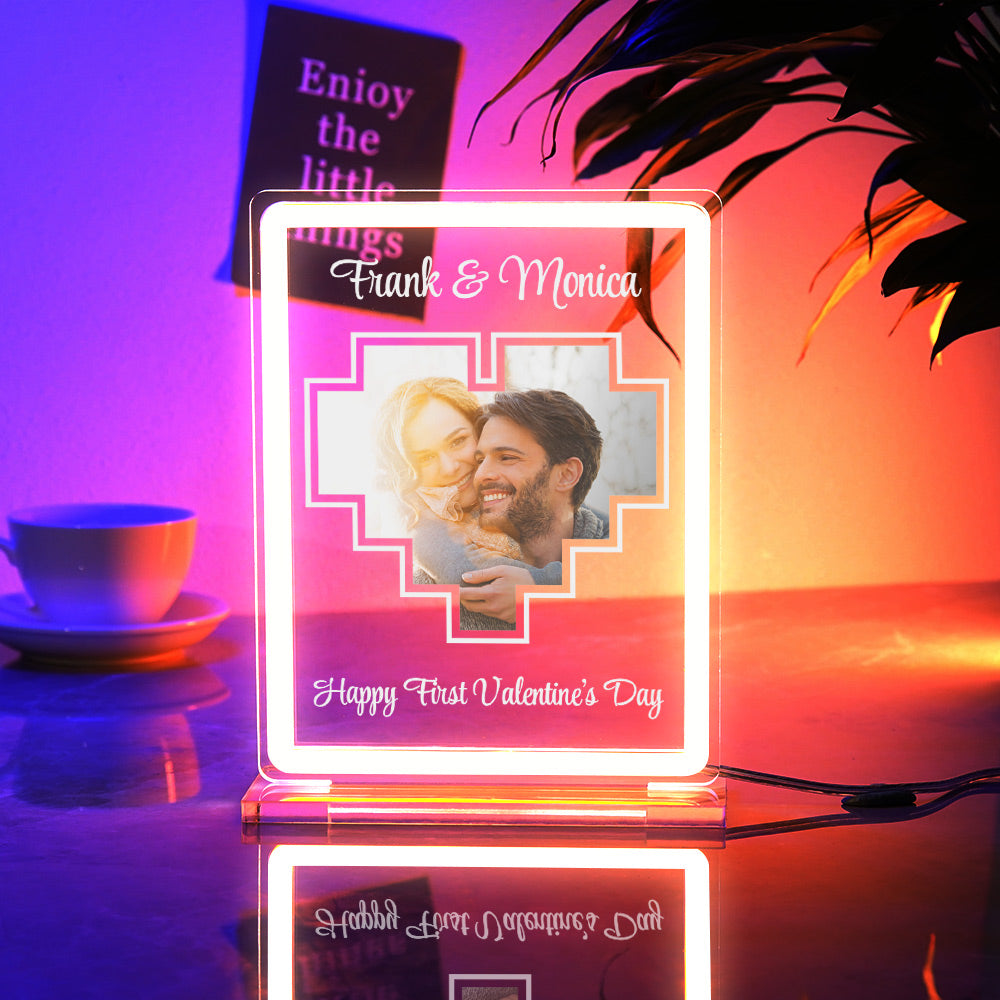 Personalized Acrylic Plaque Neon Night Light Dreamy Atmosphere With Your Photo and Name Gift For Girlfriend