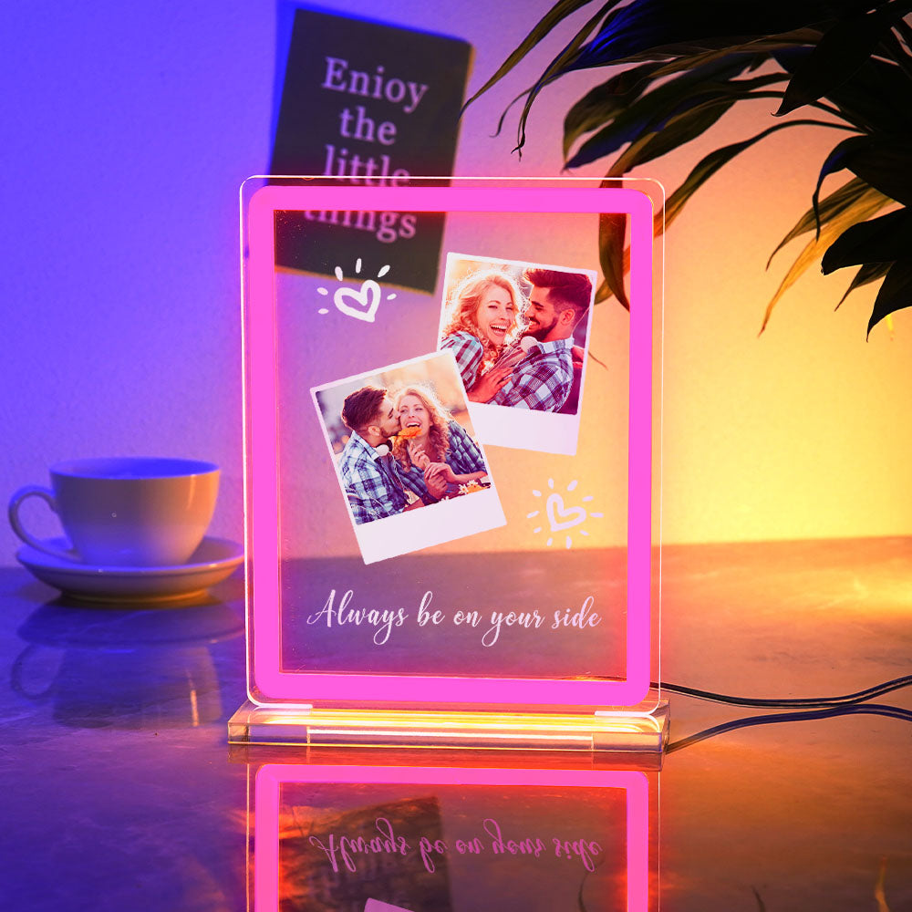 Custom Polaroid Photo Design Neon Night Light Colorful Acrylic Plaque Lamp Gifts For Couples