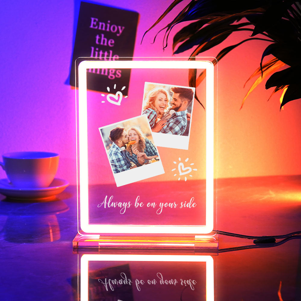 Custom Polaroid Photo Design Neon Night Light Colorful Acrylic Plaque Lamp Gifts For Couples