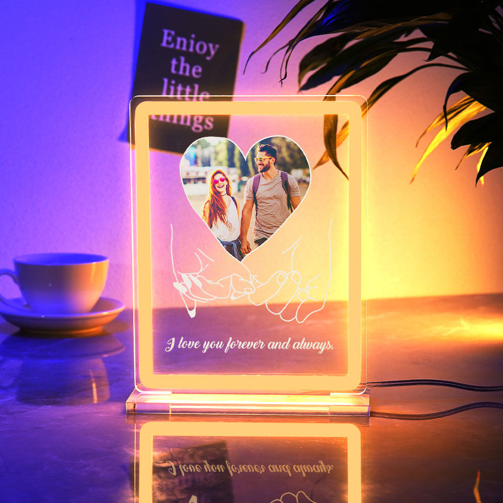 Personalized Photo Neon Sign Night Light Love Heart Custom Text Hand In Hand Plaque Lamp Valentine Gifts