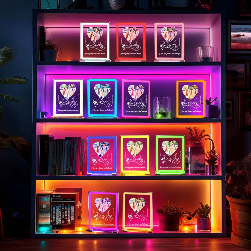 Personalized Photo Neon Sign Night Light Love Heart Custom Text Hand In Hand Plaque Lamp Valentine Gifts