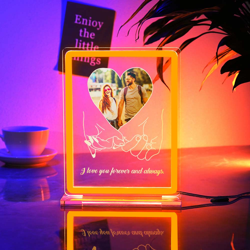 Personalized Photo Neon Sign Night Light Love Heart Custom Text Hand In Hand Plaque Lamp Valentine Gifts