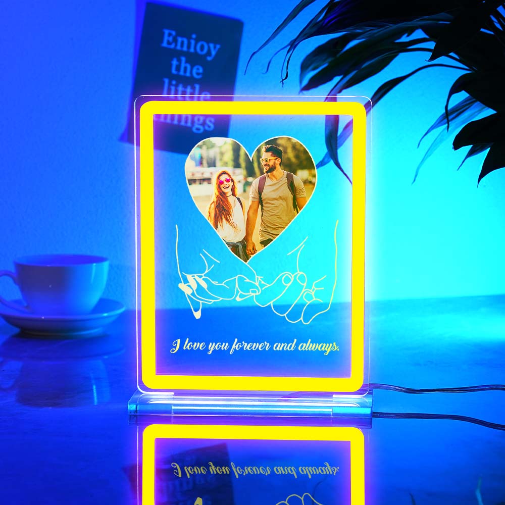 Personalized Photo Neon Sign Night Light Love Heart Custom Text Hand In Hand Plaque Lamp Valentine Gifts