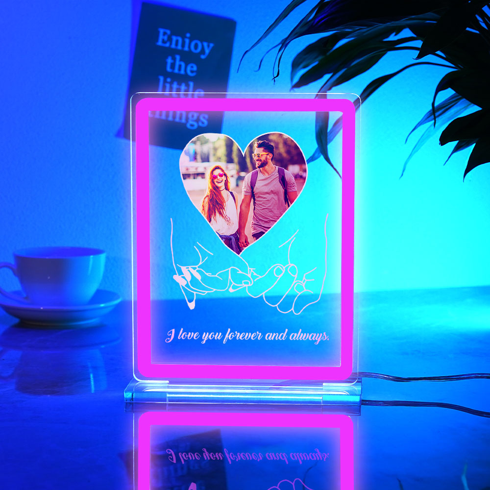 Personalized Photo Neon Sign Night Light Love Heart Custom Text Hand In Hand Plaque Lamp Valentine Gifts