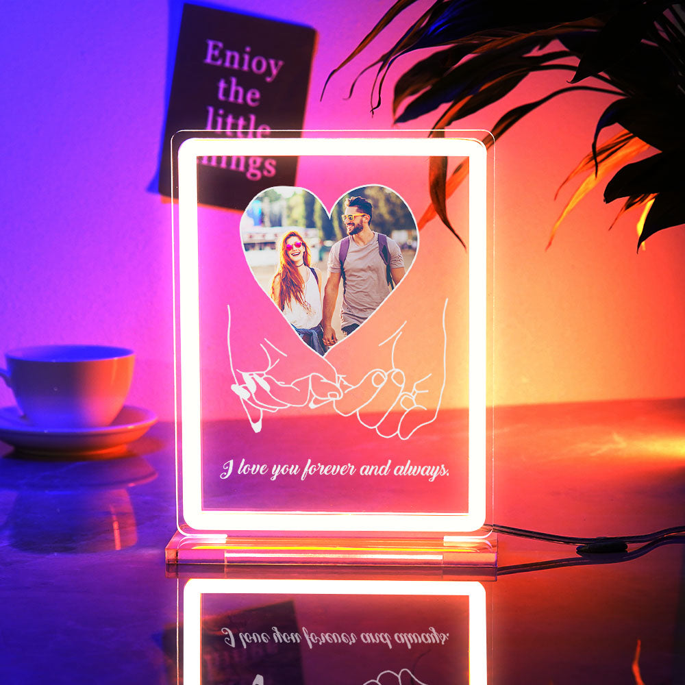 Personalized Photo Neon Sign Night Light Love Heart Custom Text Hand In Hand Plaque Lamp Valentine Gifts