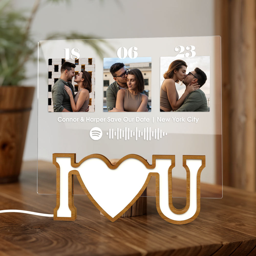 Personalized Photo Plaque Custom Spotify Night Light I Love You Plaque Lamp for Couples