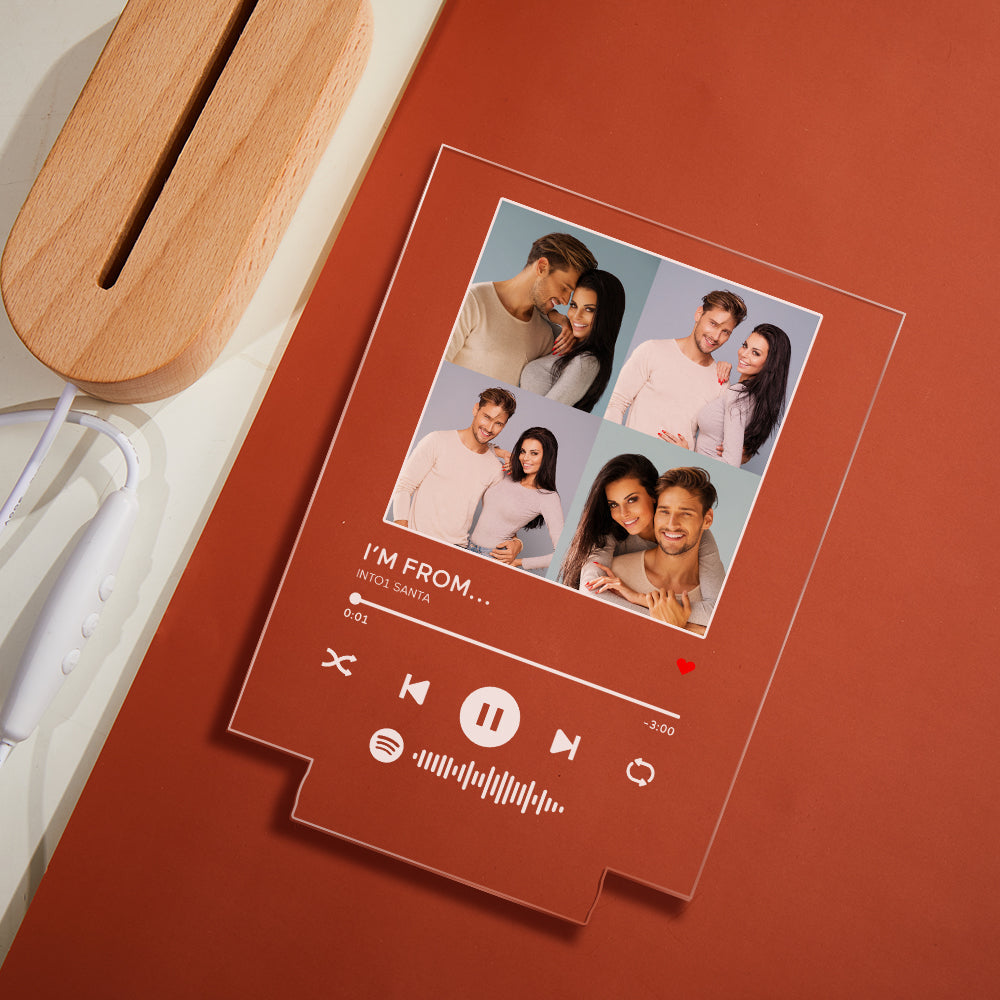 Lampada con codice Spotify scansionabile per foto personalizzate Luce notturna colorata in acrilico Regalo romantico di San Valentino per il fidanzato