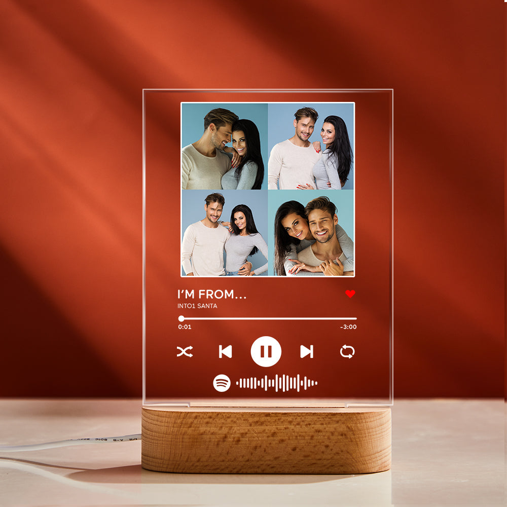 Lampada con codice Spotify scansionabile per foto personalizzate Luce notturna colorata in acrilico Regalo romantico di San Valentino per il fidanzato