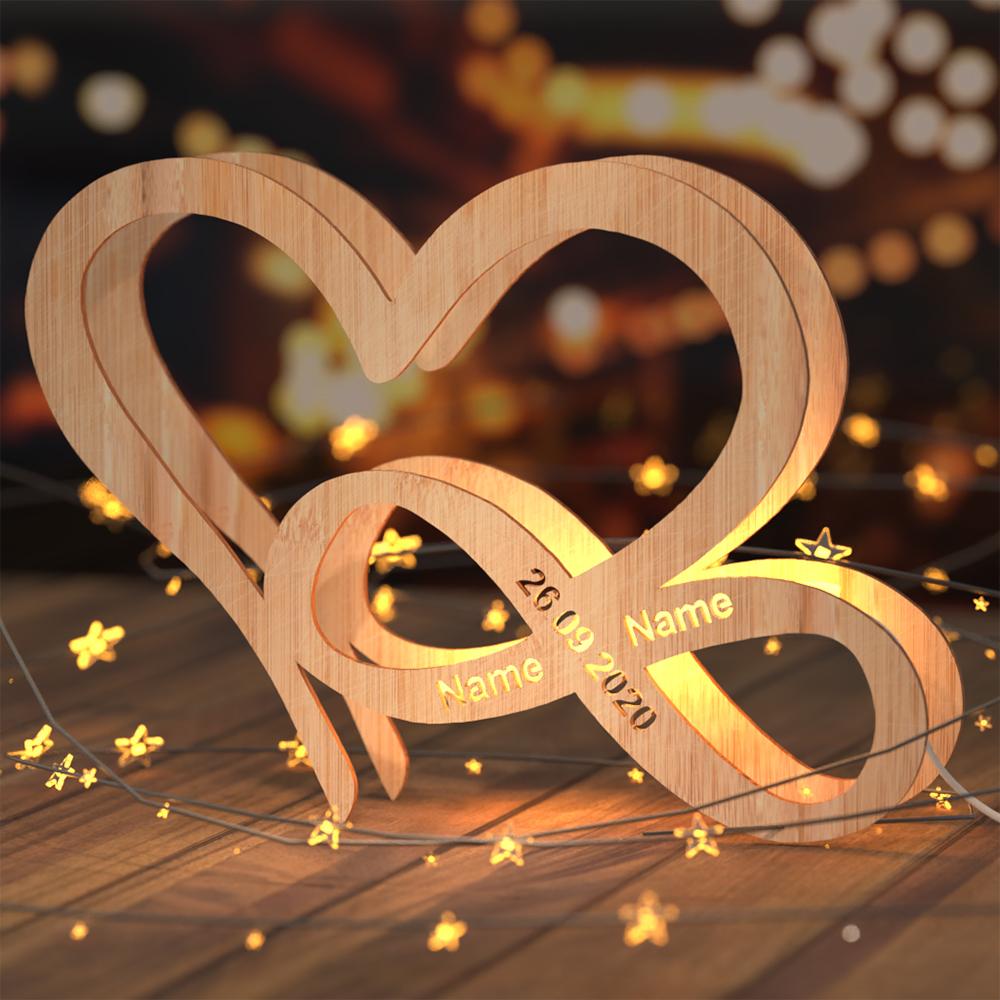 Personalized Infinity Name Sign Night Light Heart-shaped Wooden Creative Gifts