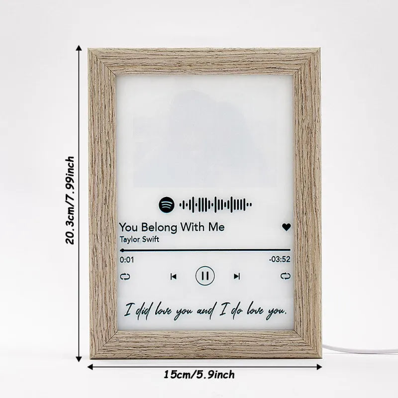 Personalized Spotify Code Light Picture Art Frame with Light Home Decorative Gift for Lovers