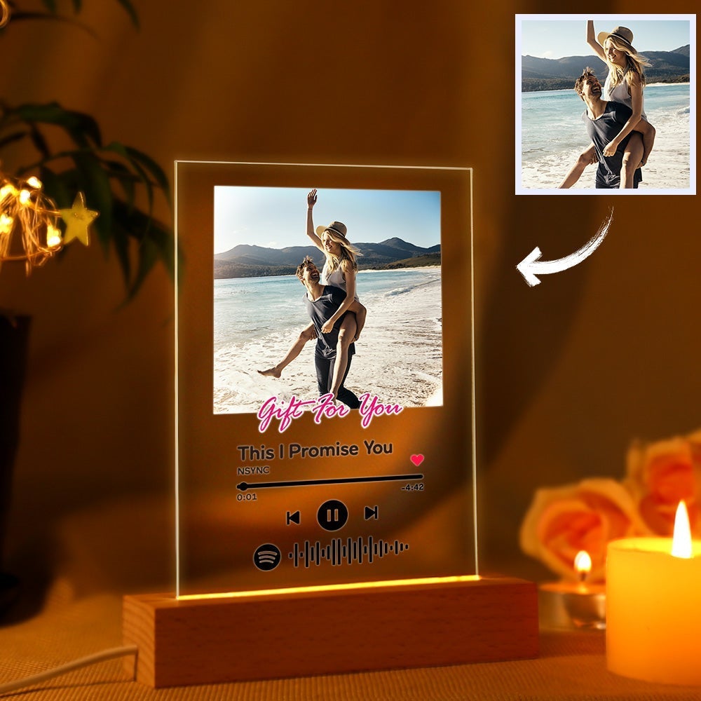 Regali personalizzati Luce notturna acrilica Spotify con testo scansionabile Lampada musicale Spotify per fidanzato/a