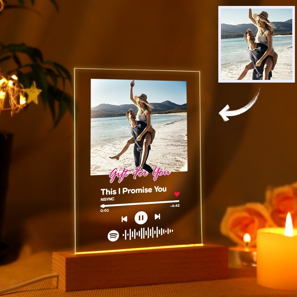 Regali personalizzati Luce notturna acrilica Spotify con testo scansionabile Lampada musicale Spotify per fidanzato/a