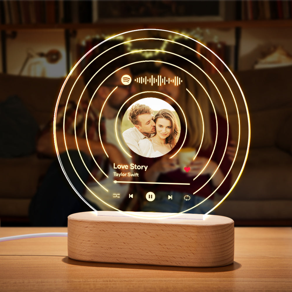Custom Spotify Code Lamp Personalized Photo Song Plaque Night Light Gift For Couple