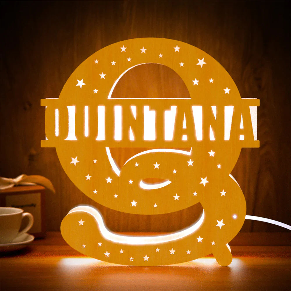Nome iniziale personalizzato Lampada da notte in legno con lettera personalizzata Decorazione della stanza