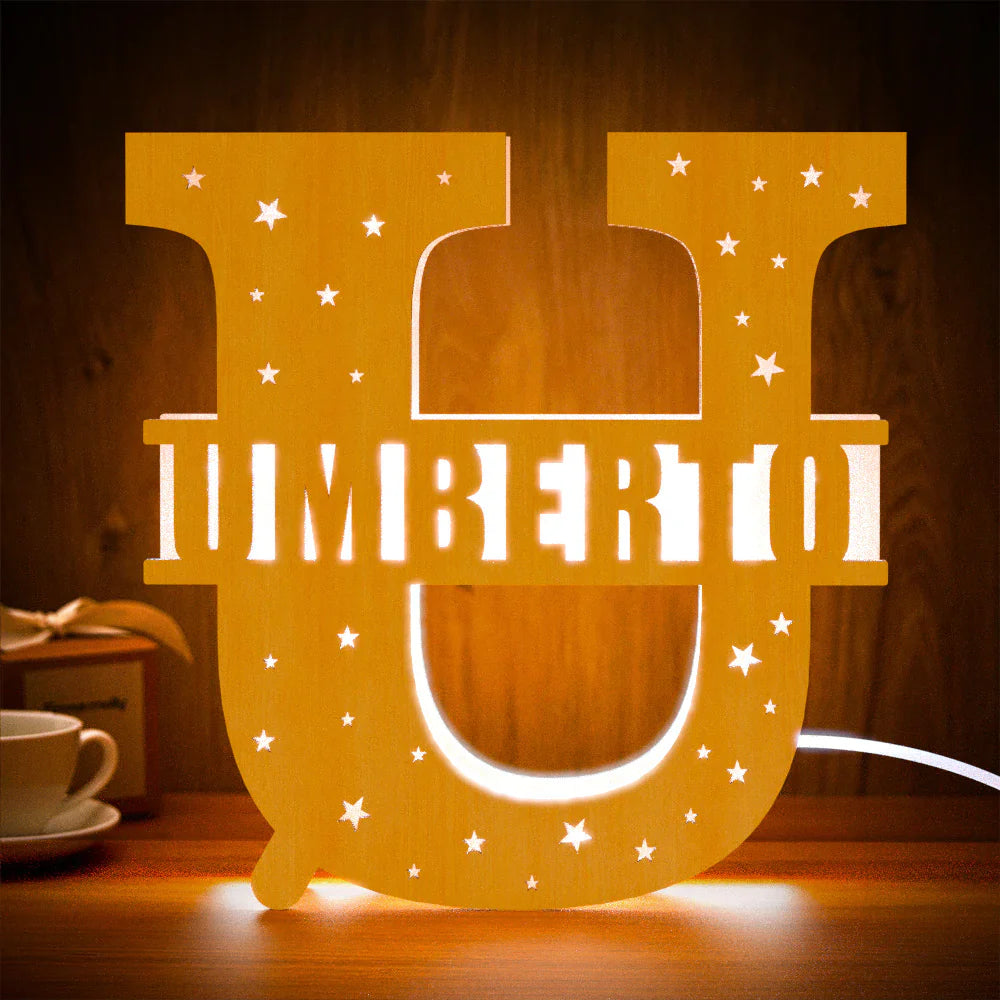 Nome iniziale personalizzato Lampada da notte in legno con lettera personalizzata Decorazione della stanza