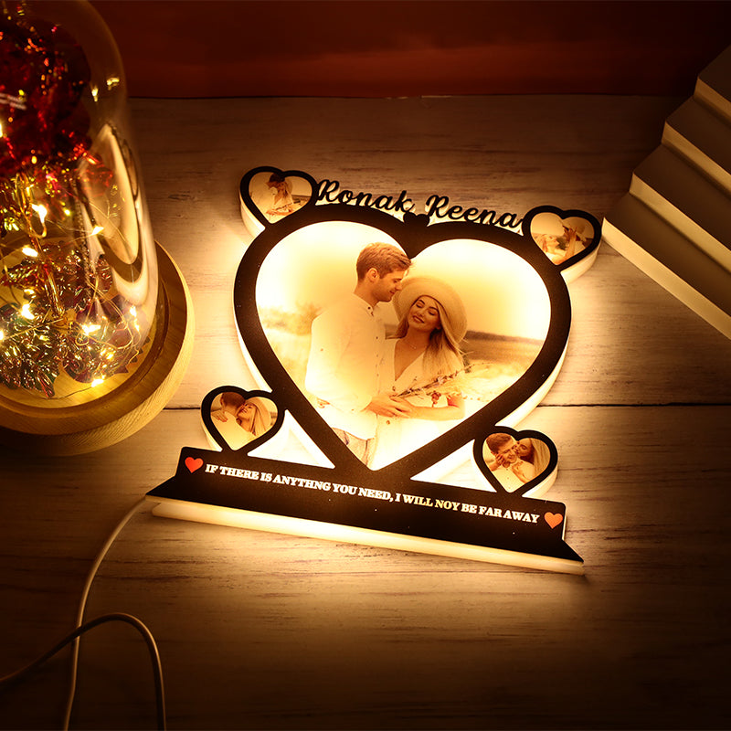 Custom Combination Heart Photo Night Light Gift For Girlfriend Boyfriend