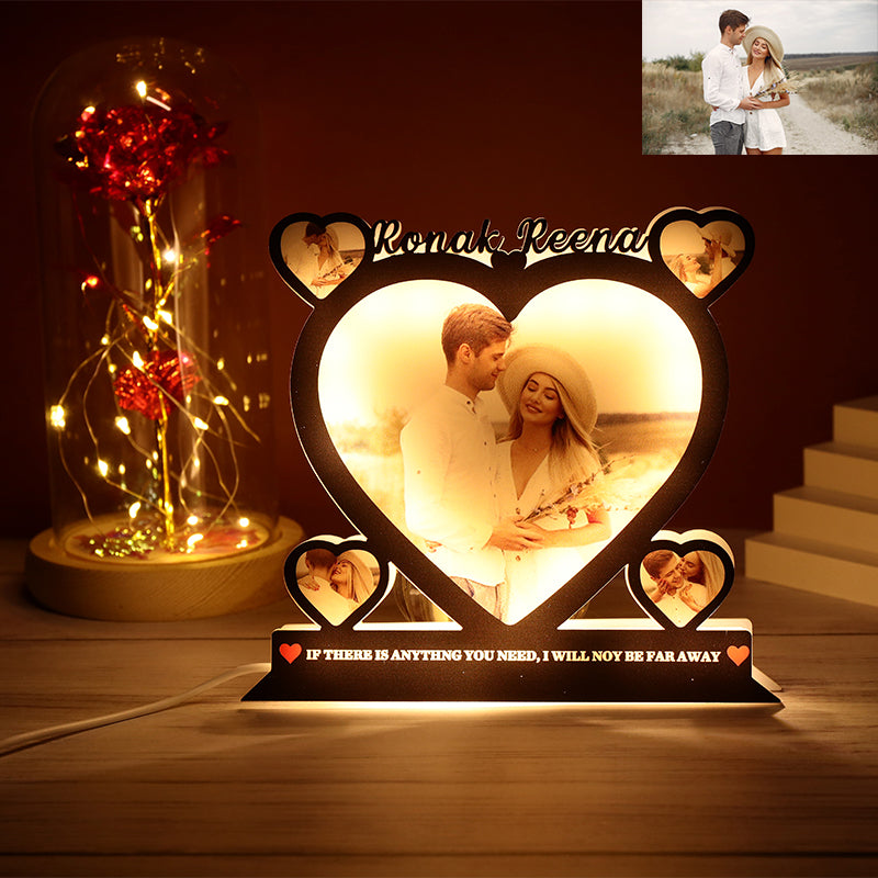 Custom Combination Heart Photo Night Light Gift For Girlfriend Boyfriend