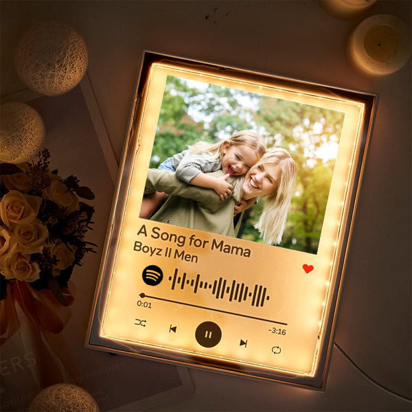 Luce notturna personalizzata NEONIP con cornice per foto di canzoni Codice musicale personalizzato Luce notturna Regali per la festa della mamma