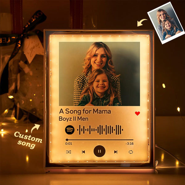 Specchio luminoso notturno personalizzato NEONIP con immagine di una canzone per papà. Codice musicale personalizzato. Luce notturna. Regali per la festa del papà