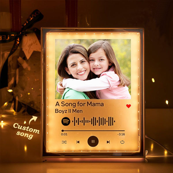 Specchio luminoso notturno personalizzato NEONIP con immagine di una canzone per papà. Codice musicale personalizzato. Luce notturna. Regali per la festa del papà