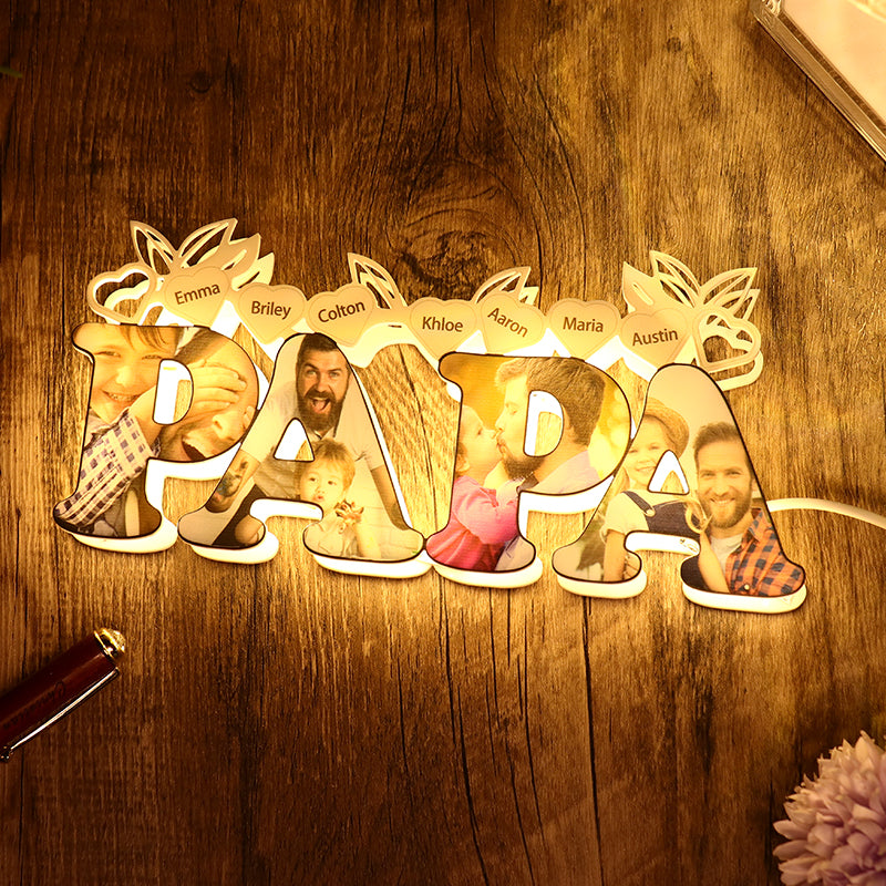 Personalized PAPA Name Lamp For Dad Custom Father's Day Gift