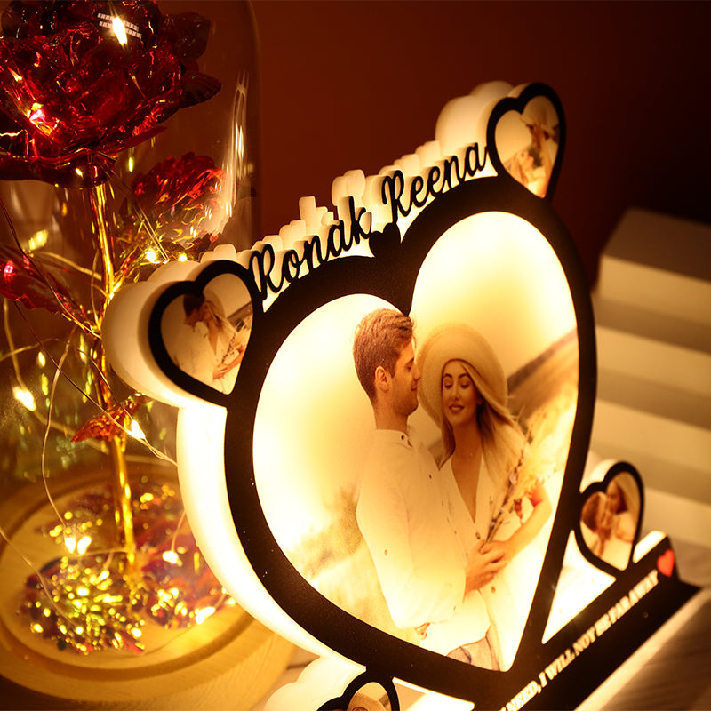 Custom Combination Heart Photo Night Light Gift For Girlfriend Boyfriend