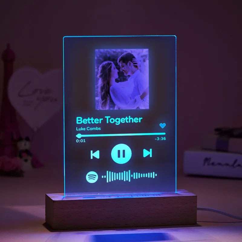 Luce notturna Spotify 7 colori personalizzata per gli amanti