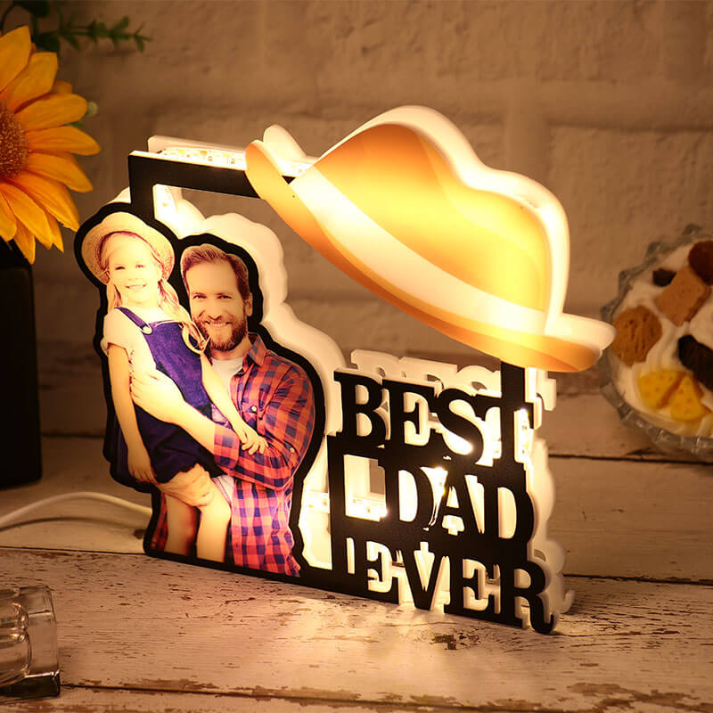 Personalized Best Dad Ever Photo Night Light Father's Day Gift For Dad Birthday Gift