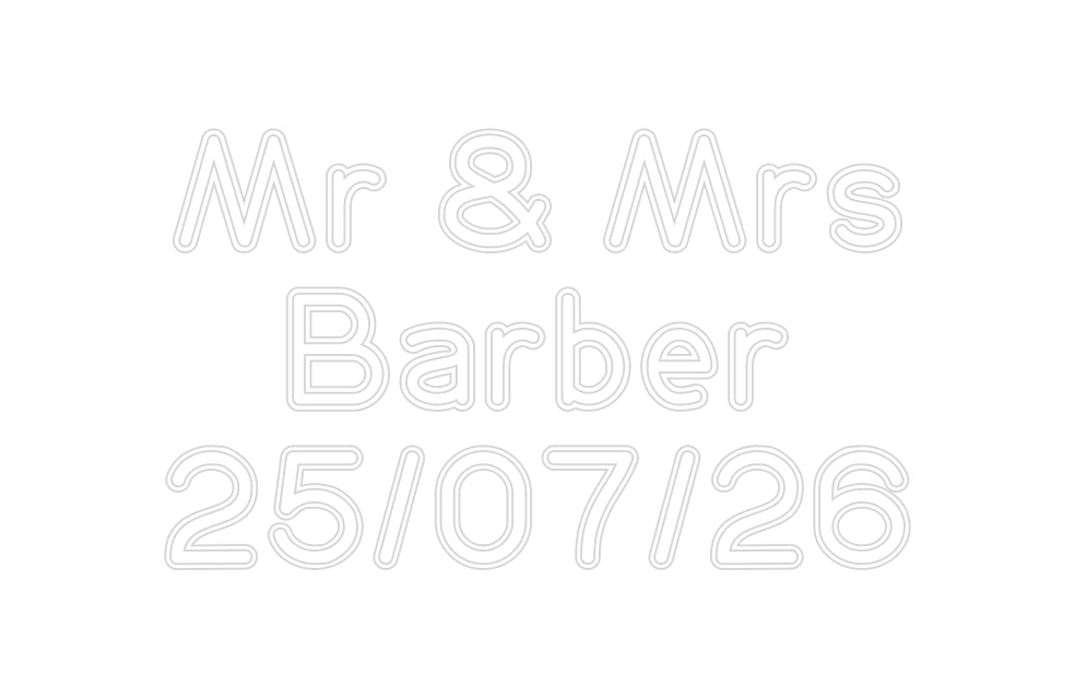 Insegne al neon personalizzate Mr &amp; Mrs
 Sbarra...