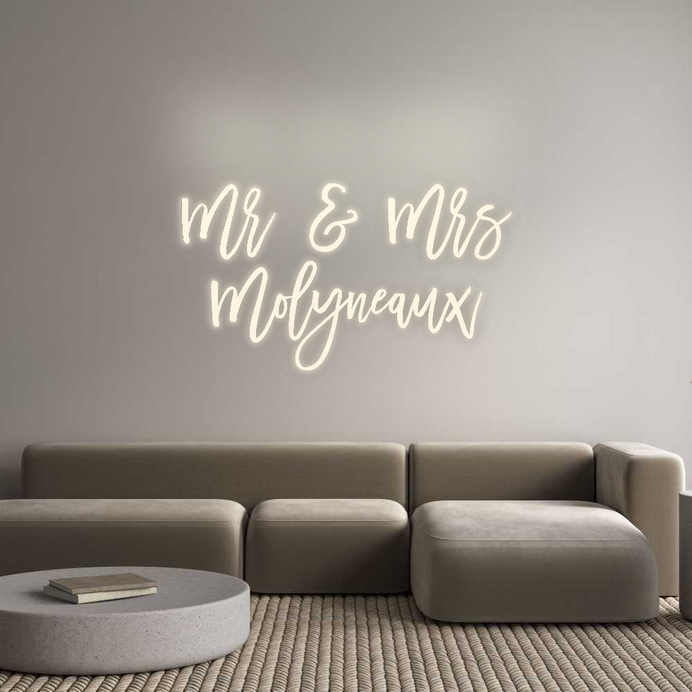 Insegne al neon personalizzate Mr &amp; Mrs
 Mol...