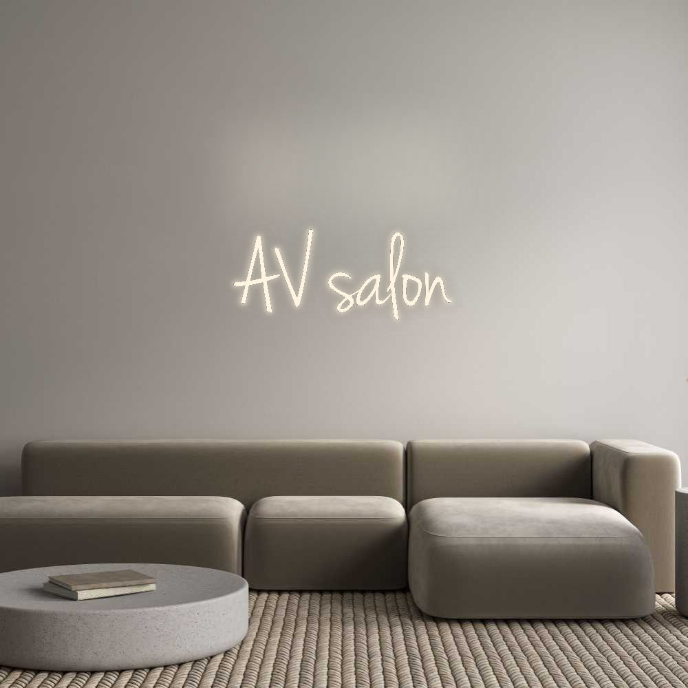 Salone AV con insegne al neon personalizzate