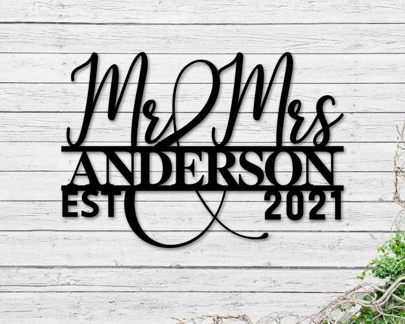 Personalized Wedding Gift Family Name Metal Sign For Anniversary Couple Gift