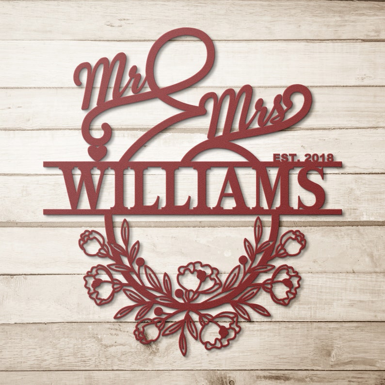 Personalized Mr And Mrs Metal Sign Customizable Family Name For Wall Decor Gift