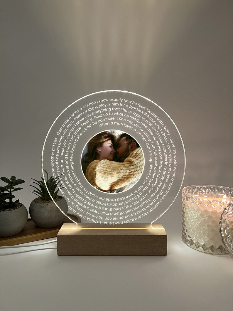 Personalized Vinyl Record Lyrics Print Picture LED Light for Anniversary Wedding Couple Gift