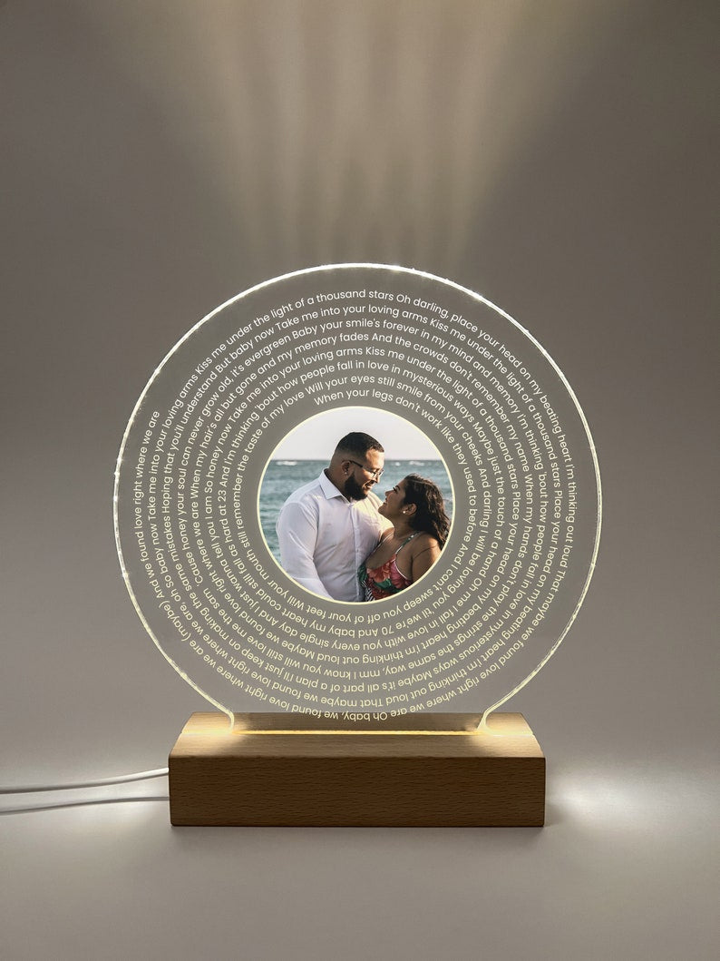 Personalized Vinyl Record Lyrics Print Picture LED Light for Anniversary Wedding Couple Gift